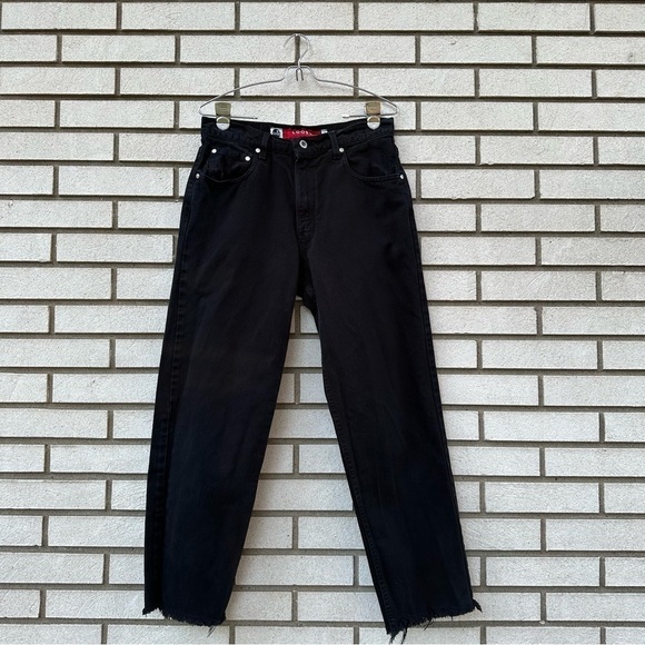 Levi’s Silvertab Loose Black Raw Hem High Rise Jeans Vintage 90s - Picture 1 of 11